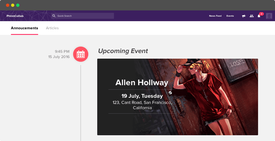 Custom social media app for film collaboration