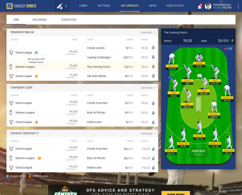 Spartan league fantasy cricket & soccer website by Vinfotech