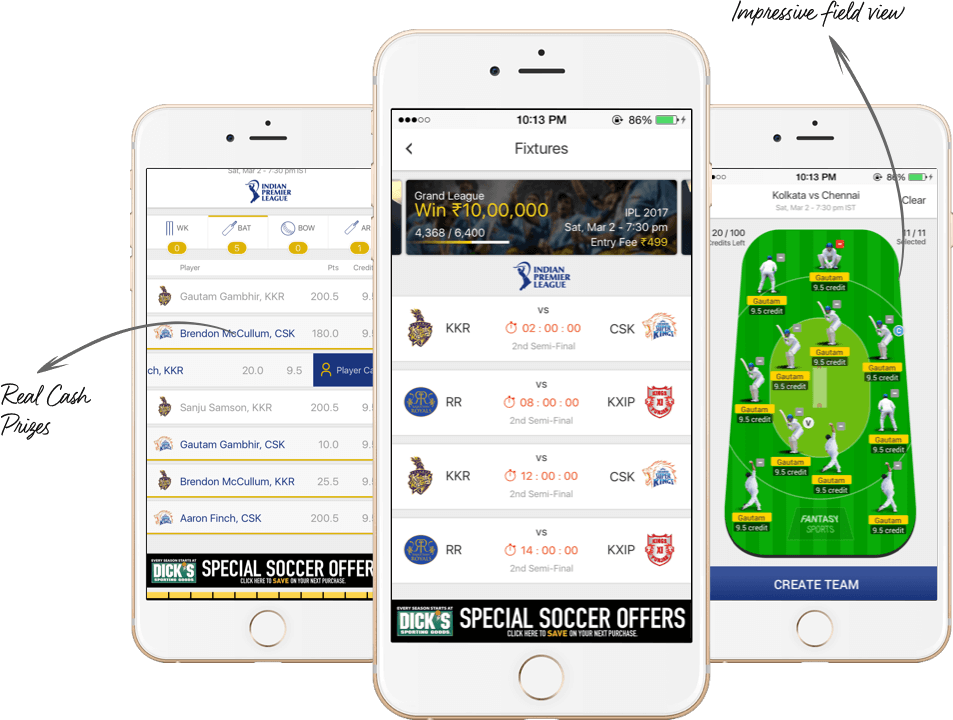 Spartan league fantasy cricket football design by Vinfotech