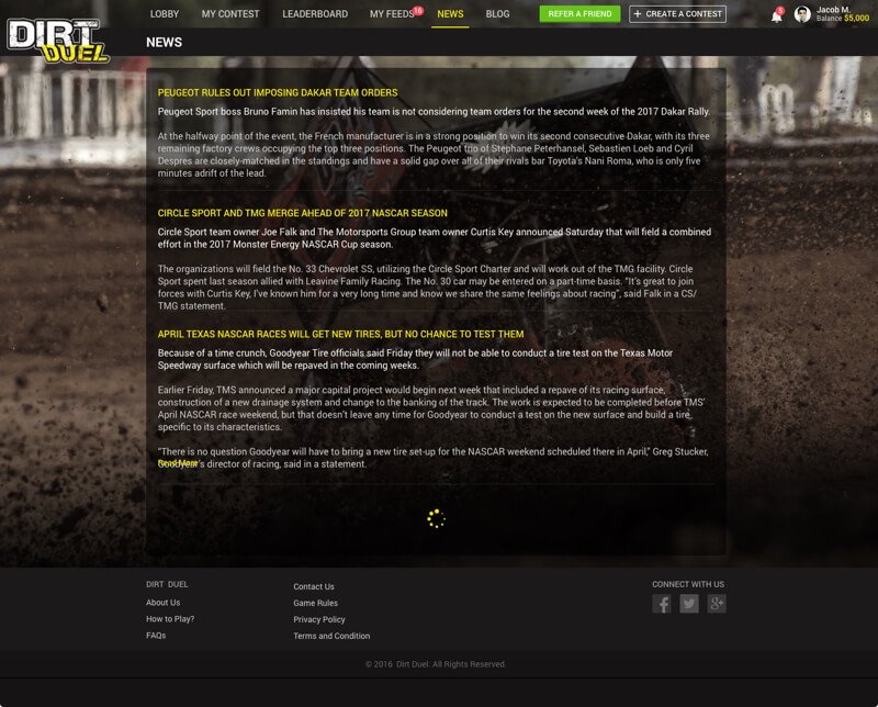 America Dirt Racing Web Design