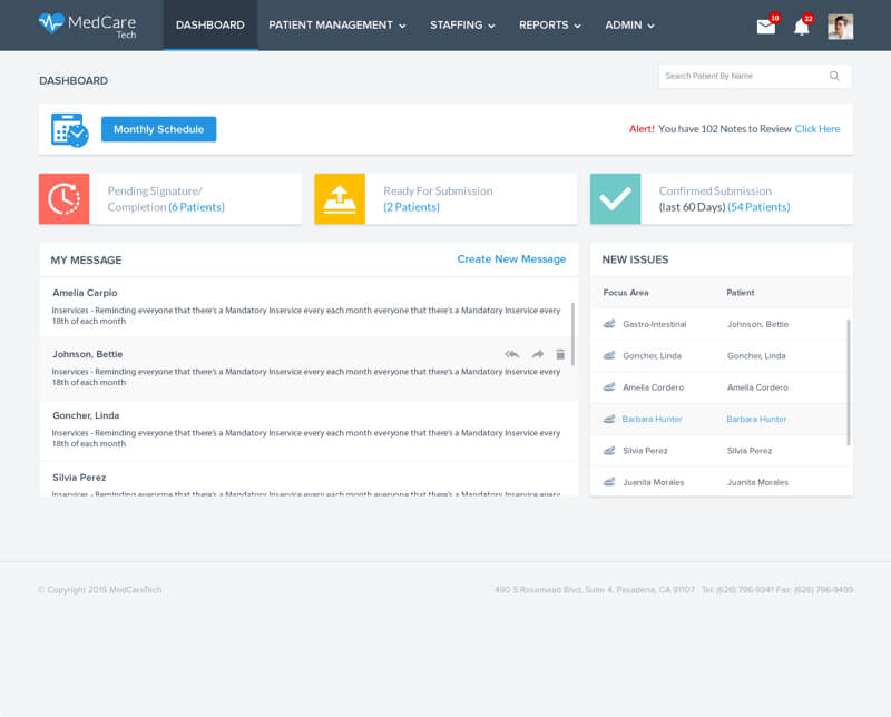 Care plan-issue tracking