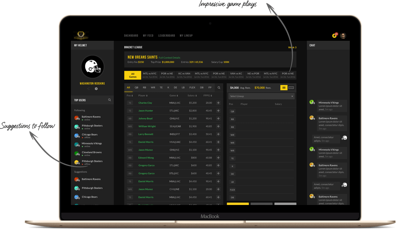 Fantasy football standard season-long web design and app development by Vinfotech