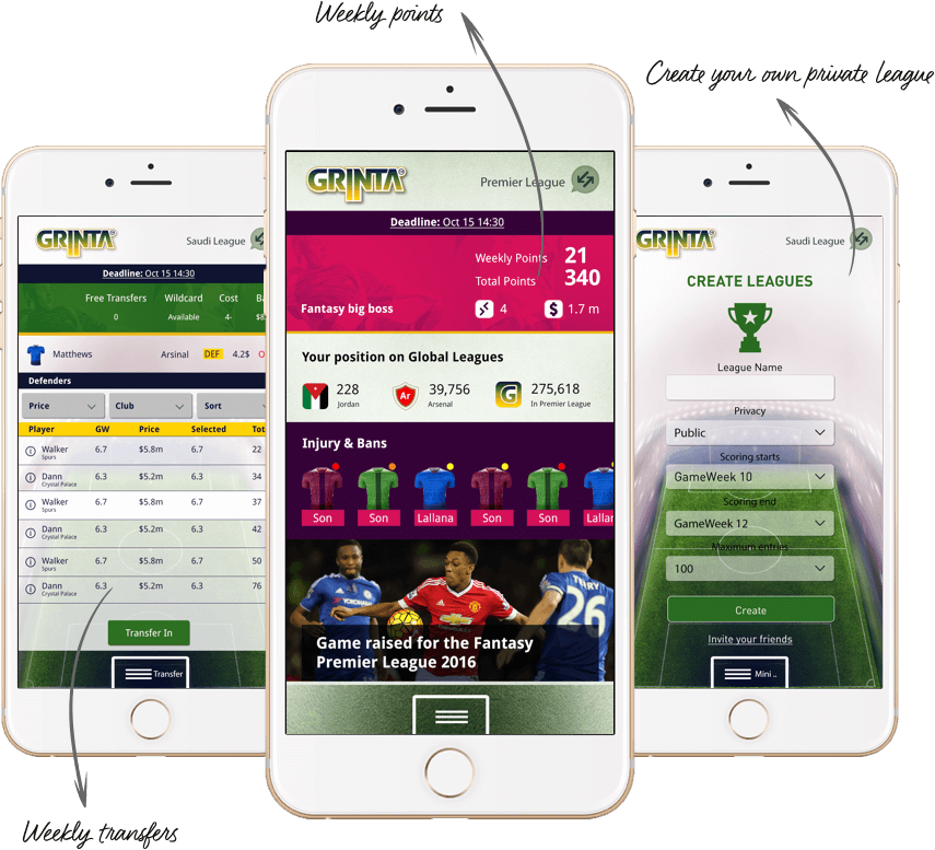 Football fantasy web design for middle east by vinfotech