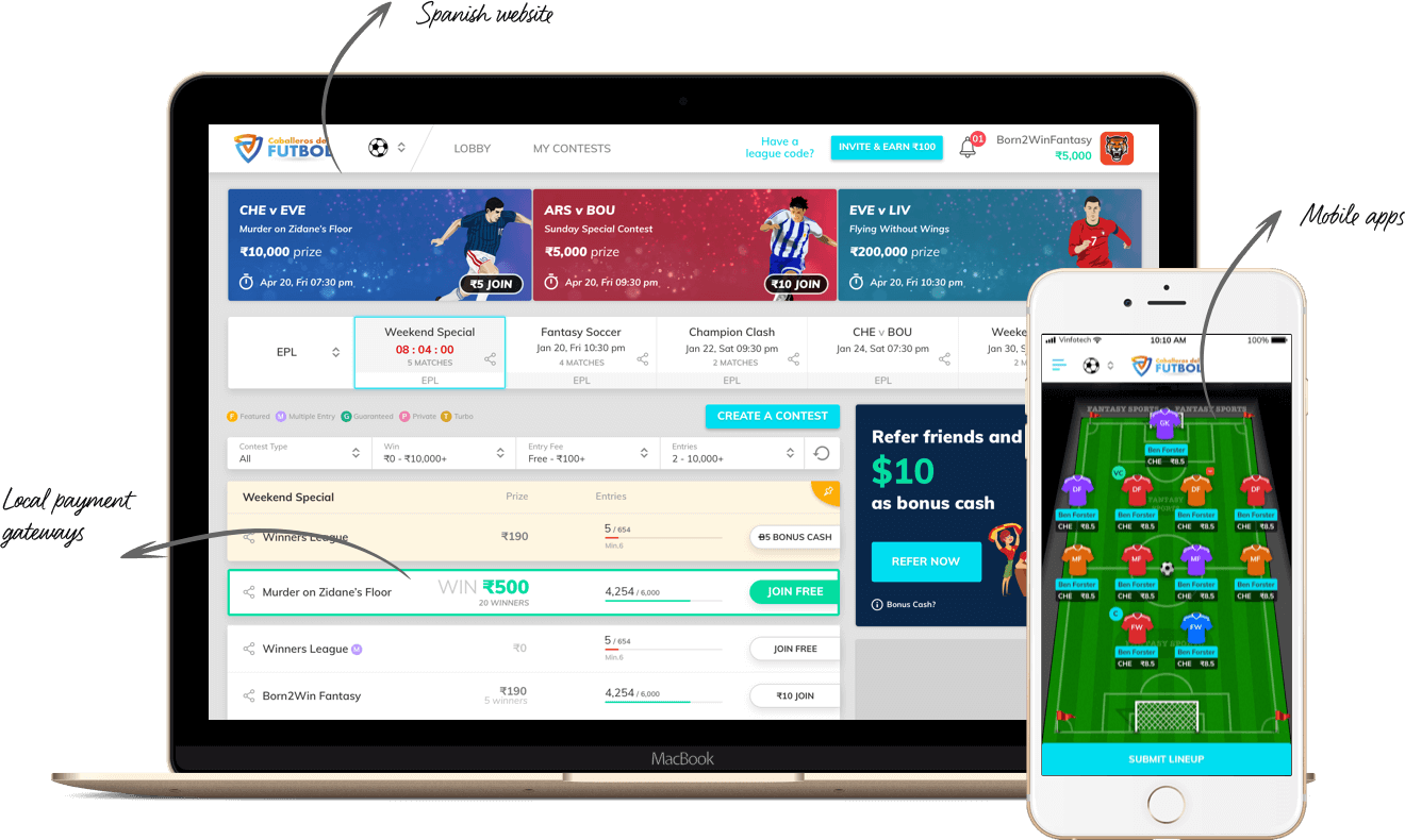 football knights daily fantasy football website development by vinfotech
