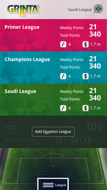 Season long fantasy football mobile application – Egyptian, Saudi Leagues, EPL and UEFA by Vinfotech