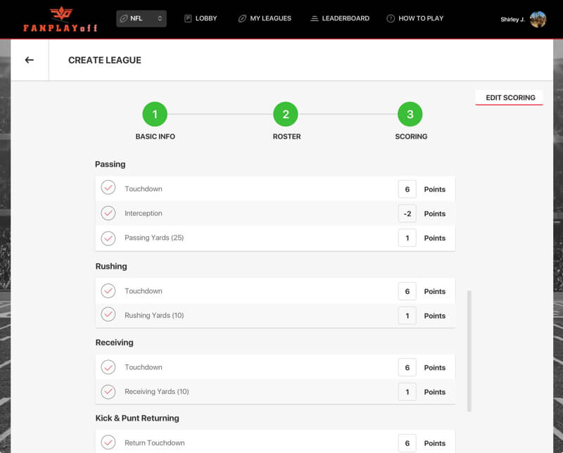 Leading Season Long Playoff Fantasy Sports Website Design