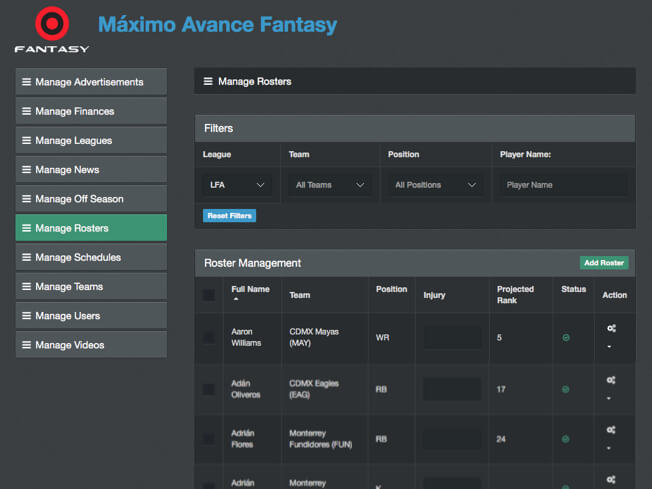 LFA fantasy football web design and development by Vinfotech