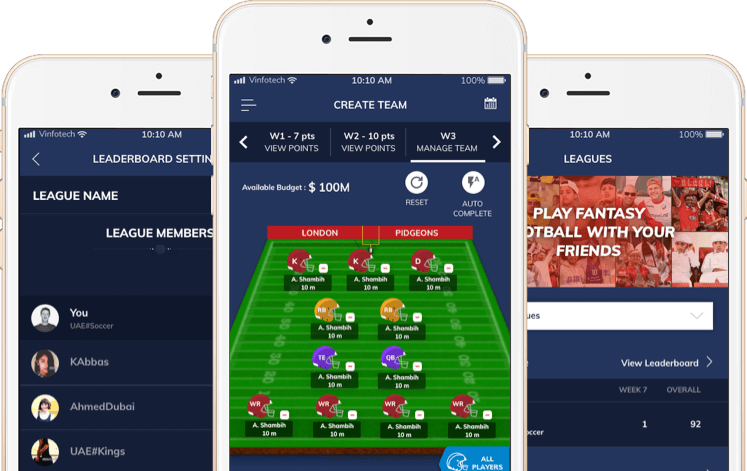 nfl based season long fantasy football website development by vinfotech