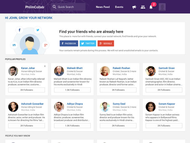 Niche social network application for film jobs