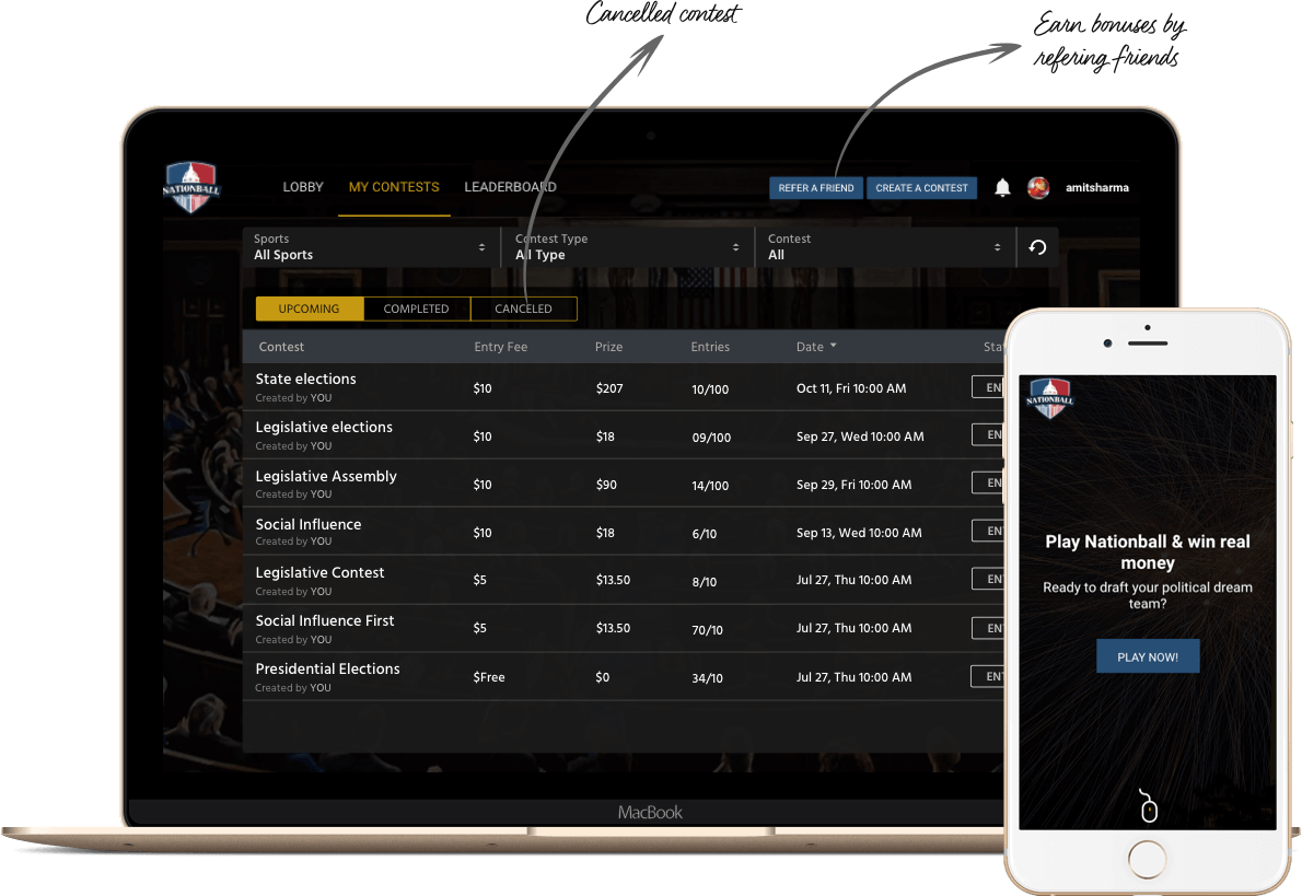 Leading Political Fantasy Website Design by Vinfotech