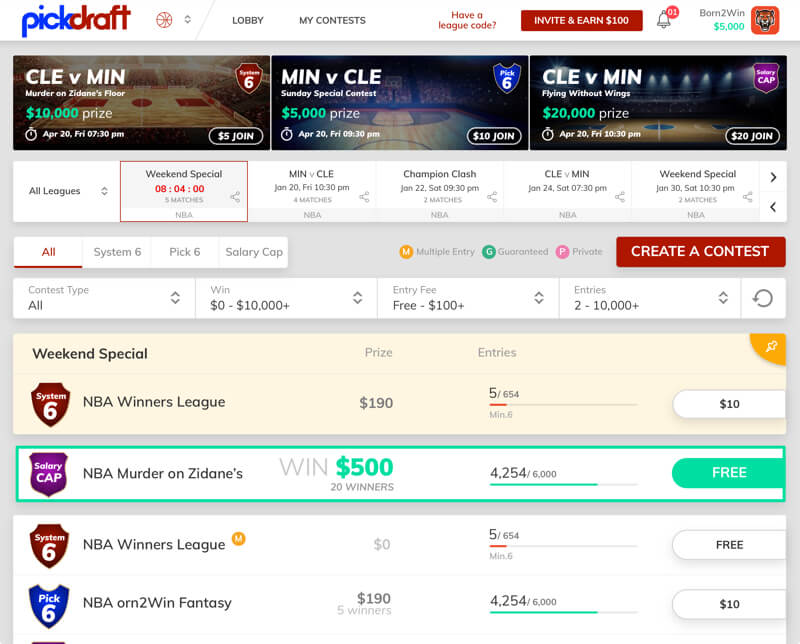 Salary cap contests for DFS by vinfotech