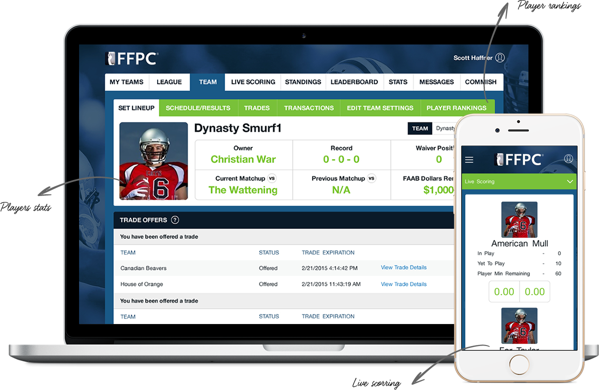 Season long fantasy football software for american football by Vinfotech