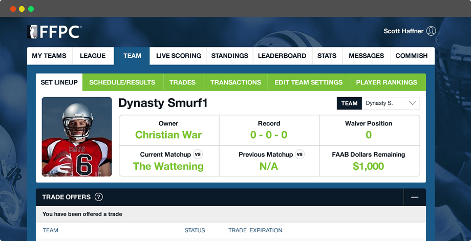 Season long football fantasy web design by Vinfotech