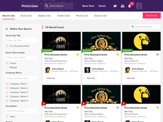 Social network app development for film collaboration
