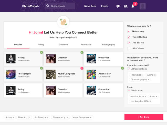 Niche social network app for film industry jobs