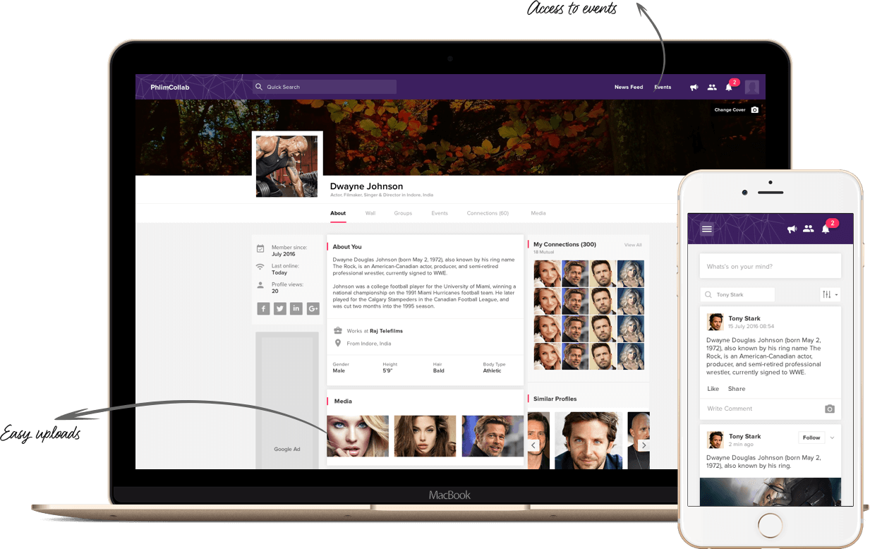 Social network application development for film industry professionals
