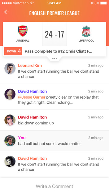 Sports Social Network App Design by Vinfotech