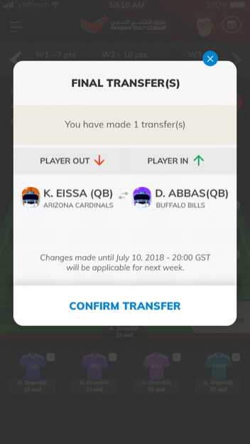 transfer your players using wildcard by vinfotech