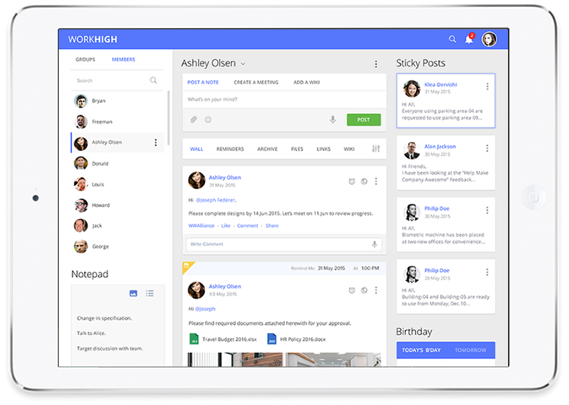 Work High – Inhouse Social Network for Employees by Vinfotech