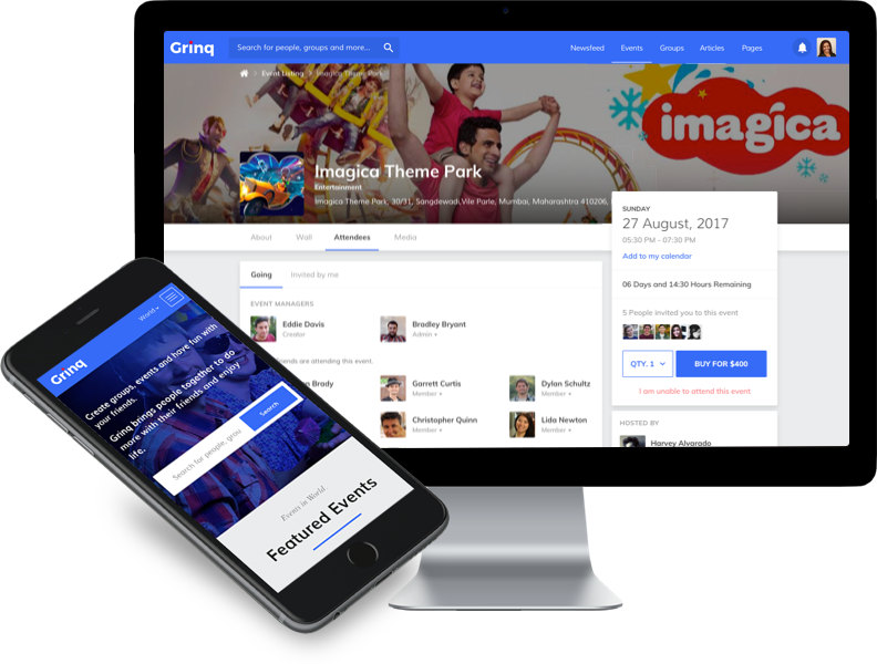 Grinq – Event Social Networking Website Design and Development by Vinfotech
