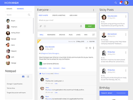 WorkHigh Enterprise Social Tool - Wall